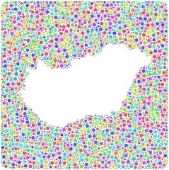 Map of Hungary - Europe - in a mosaic of colored squares