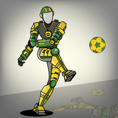 Brazilian Football Robot Illustration