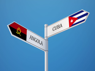 Cuba Angola  Sign Flags Concept