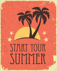 Vintage retro summer poster. Holiday and travel concept
