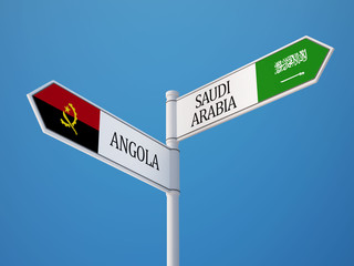Fototapeta premium Saudi Arabia Angola Sign Flags Concept