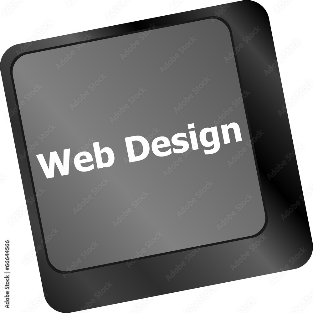 Poster web design text on a button keyboard key
