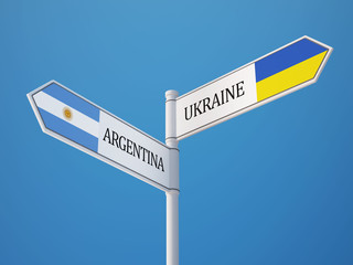 Ukraine Argentina  Sign Flags Concept