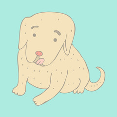 cute puppy dog, pet, vector illustration, hand drawn