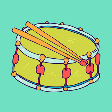 big toy green drum vector illustration, hand drawn