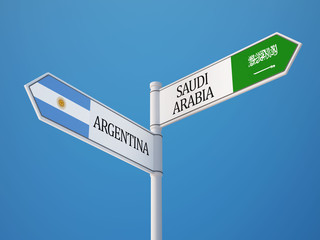Fototapeta premium Saudi Arabia Argentina Sign Flags Concept