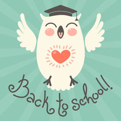 Back to school. Card with an owl.