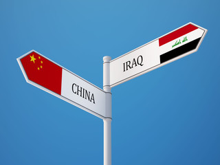 China Iraq  Sign Flags Concept
