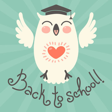 Back to school. Card with an owl.