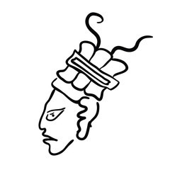 Face in style of Maya Indians, vector illustration