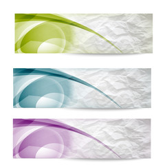 set of three banners with crumpled paper