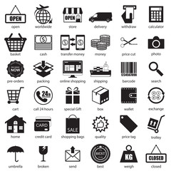 Shopping and logistic icons  set, vector