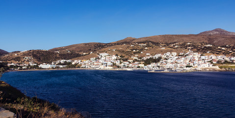 Fototapeta na wymiar Batsi village in Andros island, Greece