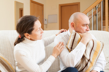Fototapeta premium couple having quarrel at home