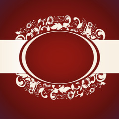 Red invitation with abstract floral background