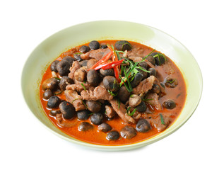 Thai panang curry and Astraeus hygrometricus ,mushroom