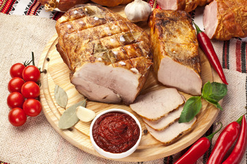 Different types of home-made pork.