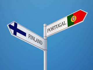 Portugal Finland  Sign Flags Concept