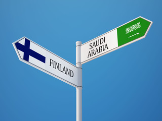 Saudi Arabia Finland  Sign Flags Concept