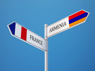 Armenia France  Sign Flags Concept