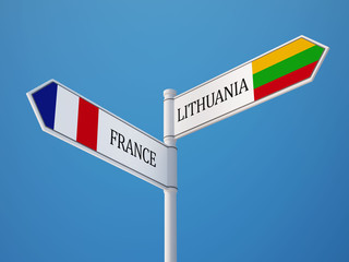 Lithuania France  Sign Flags Concept