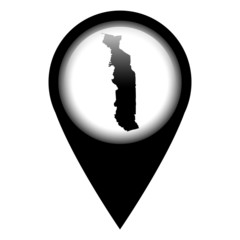 Vector pin with the map in - Togo