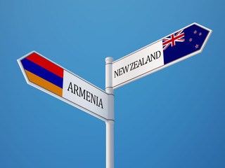 Armenia New Zealand  Sign Flags Concept