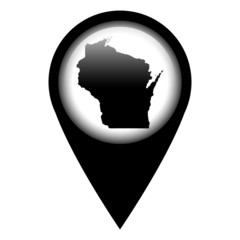Vector pin with the map in - Wisconsin