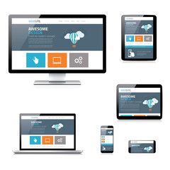 Fototapeta premium Modern flat responsive web design vector illustration isolated