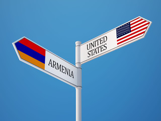 United States Armenia  Sign Flags Concept