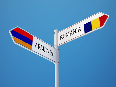 Romania Armenia  Sign Flags Concept