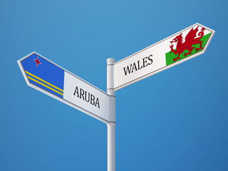 Wales Aruba.  Sign Flags Concept