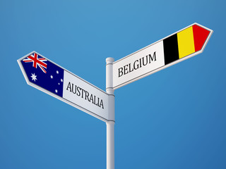 Belgium Australia  Sign Flags Concept