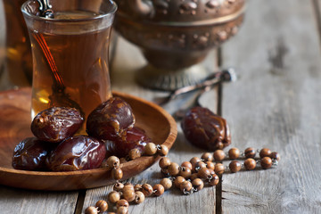 Arabic tea, rosary and dates