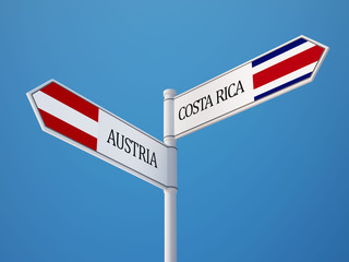 Costa Rica. Austria  Sign Flags Concept