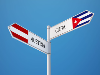 Cuba Austria  Sign Flags Concept