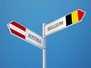 Belgium Austria  Sign Flags Concept