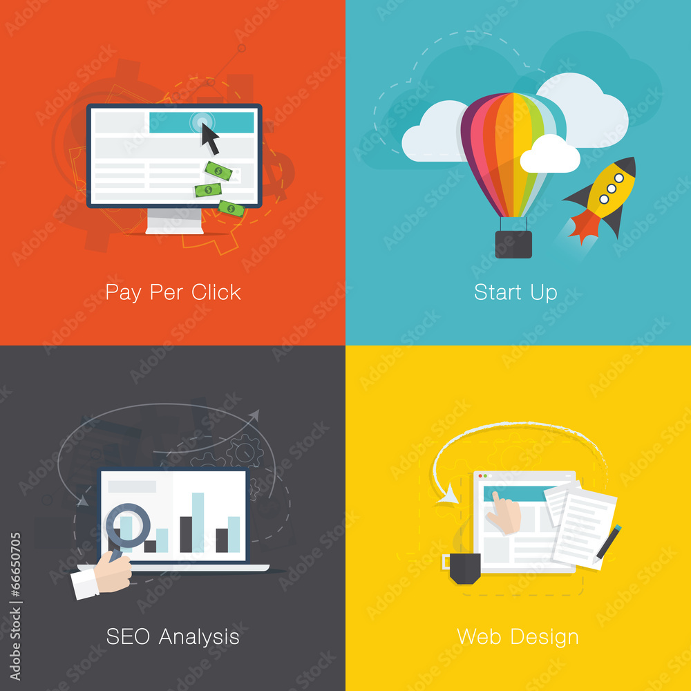 Leinwandbilder flat web development internet business concepts vector set
