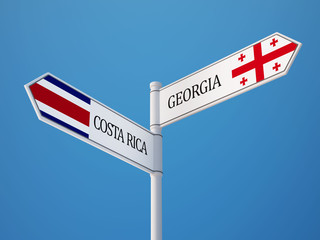 Costa Rica. Georgia  Sign Flags Concept