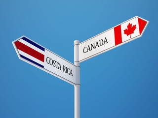 Costa Rica. Canada  Sign Flags Concept