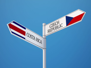 Costa Rica. Czech Republic  Sign Flags Concept