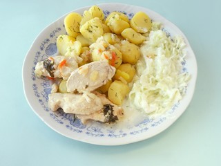 chicken meat ragout with vegetables