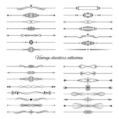 Vintage dividers big set. Calligraphic design elements.
