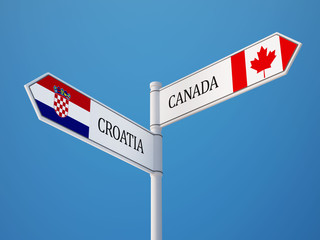 Croatia. Canada  Sign Flags Concept