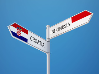 Indonesia Croatia.  Sign Flags Concept
