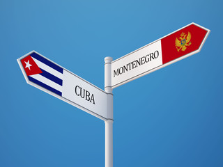 Cuba Montenegro.   Sign Flags Concept