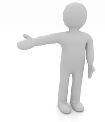3d people - man, person presenting - pointing.
