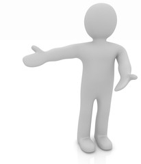 3d people - man, person presenting - pointing.