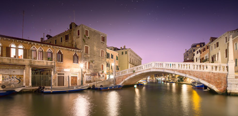 Night view of canals in Venice