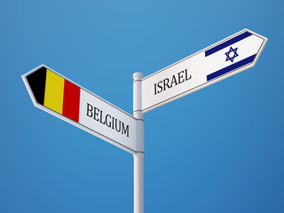 Belgium Israel  Sign Flags Concept
